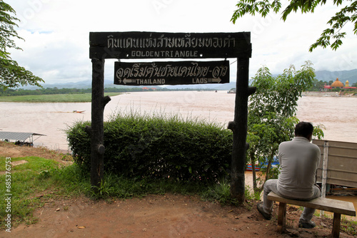 Golden triangle sign in Chiang Saen photo