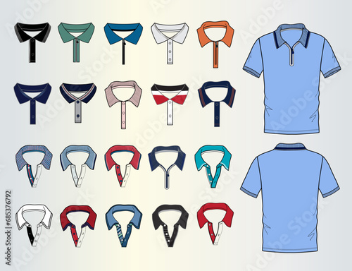 Collection of collars for polo shirt.