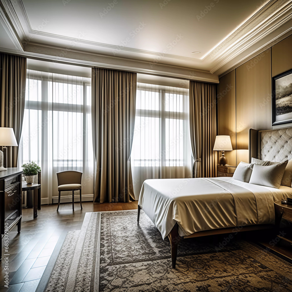 Step into Modern Luxury: Experience the Sleek Elegance of Our Stunning Hotel Room!