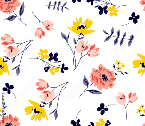 Floral spring pattern Ditsy Flowers in vector 