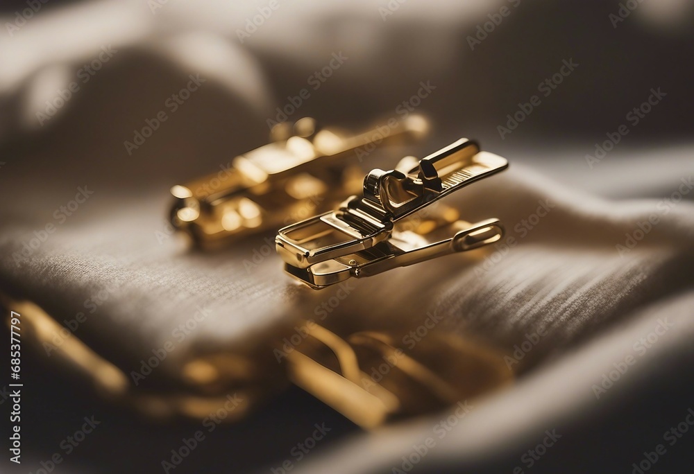 Gold Clothespins. Pin Closeup Gold Clothespins. Pin Closeup