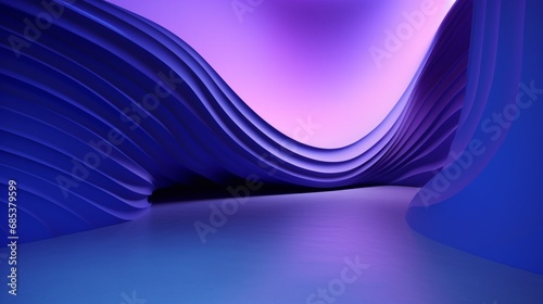 A seamless gradient of indigo and violet on a 3D wall, evoking a sense of mystery and depth.
