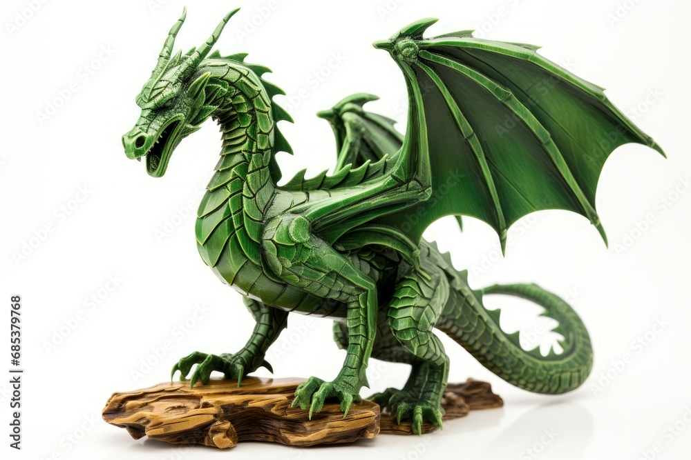 Antique Green wooden dragon. 2024 symbol happy new year. Generate Ai Antique Green wooden dragon. 2024 symbol happy new year. Generate Ai