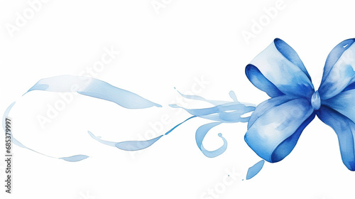 blue ribbon bow in style of aquarelle © wernerimages