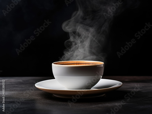 A Steaming Cup of Coffee on a Minimalist Saucer.