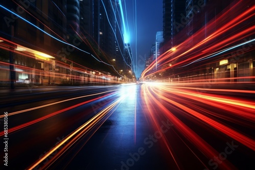 Abstract city light background, Time Lapse, Motion speed effect with city background