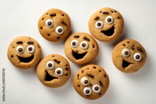 Quirky Funny cookie characters. Funny face biscuit. Generate Ai