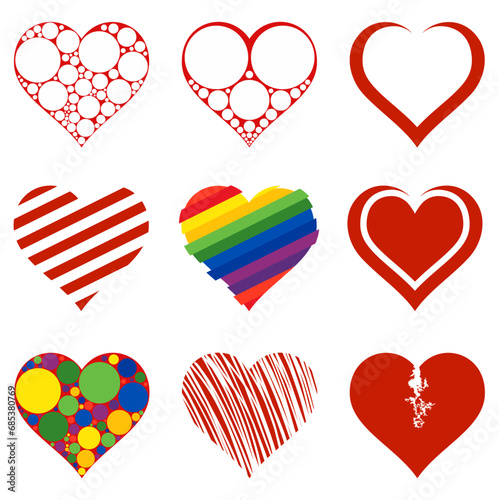 Valentine's Day, set of funny vector hearts
