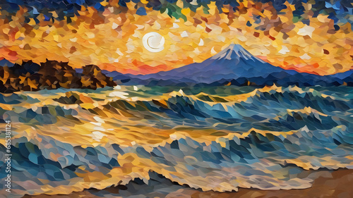 The Starry Night - Vincent van Gogh.Created with Generative AI technology