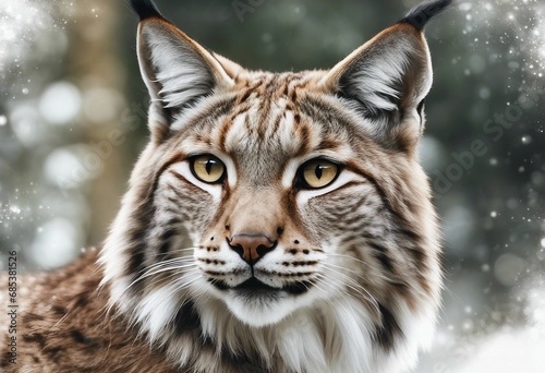 Lynx painted in watercolor style on white background