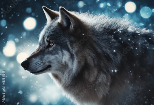 Wolf on black background abstract illustration