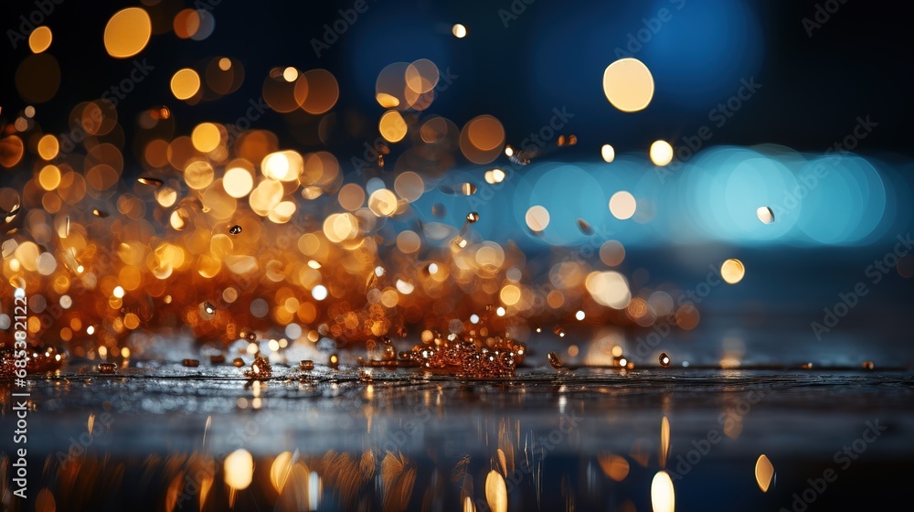 Christmas and New Year abstract background, blurred holiday lights create a festive ambiance with a subtle depth of field effect. AI generated 