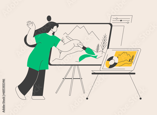 Virtual arts and crafts online lessons abstract concept vector illustration.
