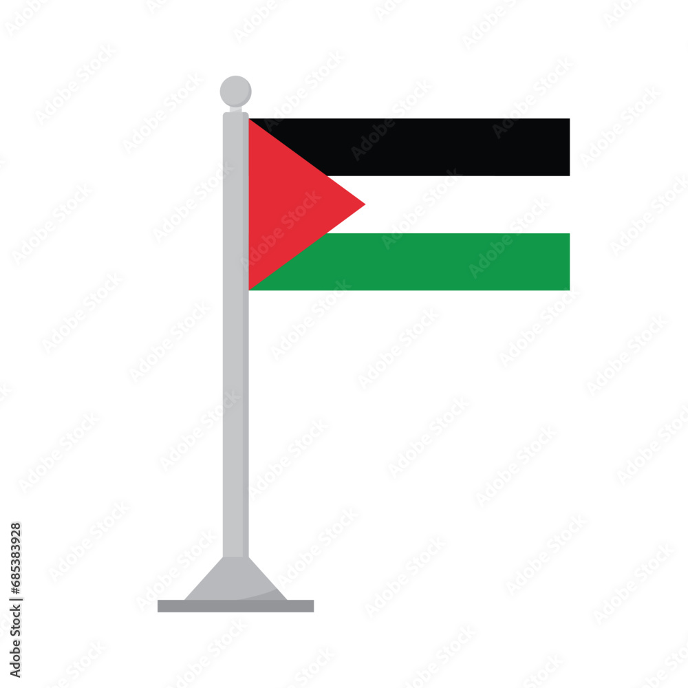 Flag of Palestine on flagpole isolated Flag of Palestine on flagpole isolated