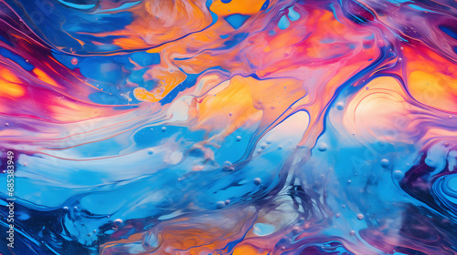 Seamless abstract thin oil film on water surface with vibrant colors