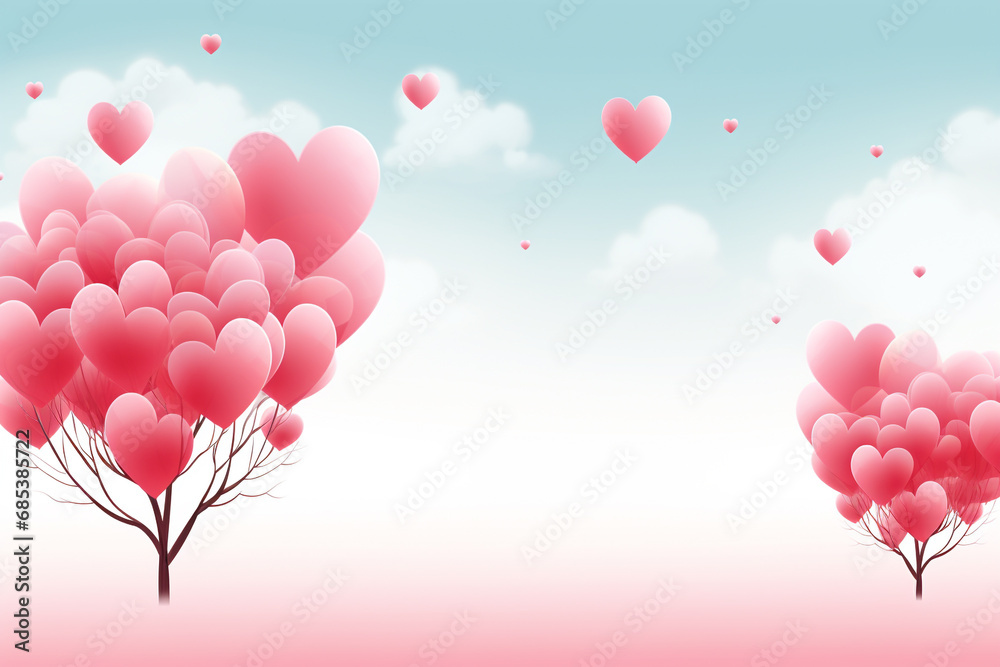 Valentine's day, Love Day, celebrated on February 14, feelings of love and friendship, sending cards and gifts to a loved one, romance, heart, red roses, balloons, banner, copy space, greeting card.