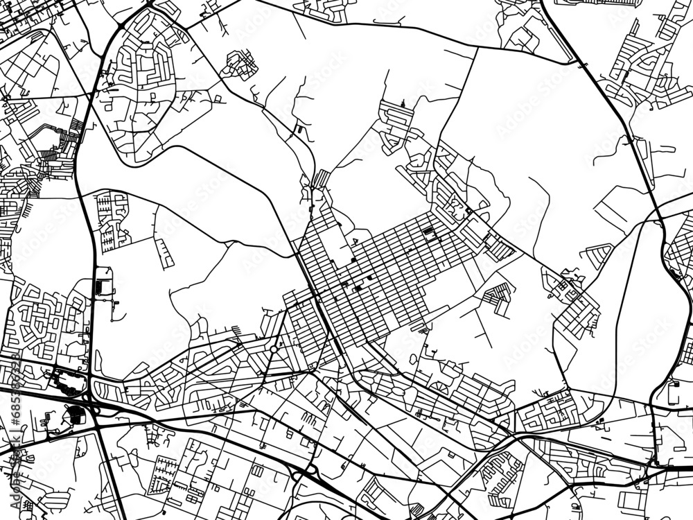 Naklejka premium Vector road map of the city of Brakpan in South Africa with black roads on a white background.