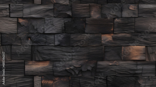Seamless pattern of charred wood with blackened and unburnt areas photo