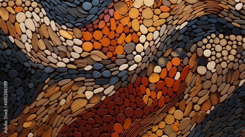 Intricate mosaic of earthy tones on a 3D surface, resembling a modern art masterpiece.