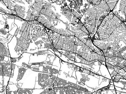 Vector road map of the city of Roodepoort in South Africa with black roads on a white background. photo