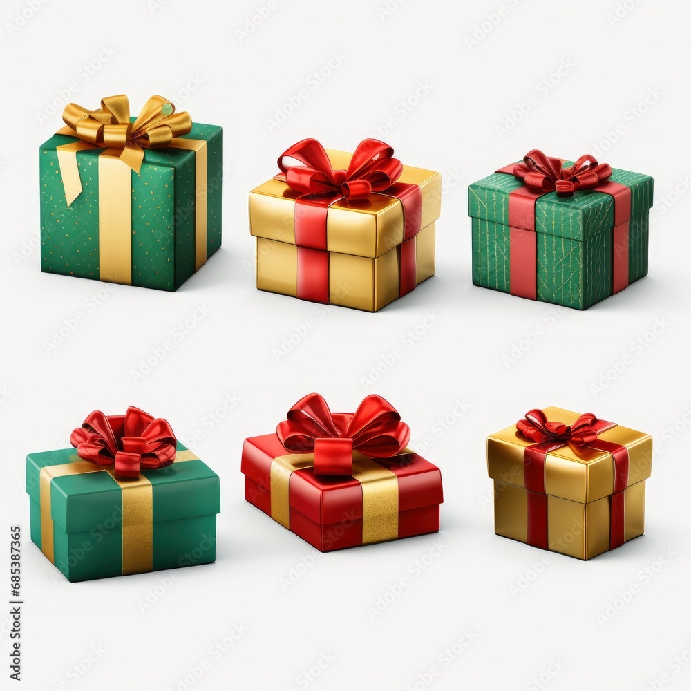 Six Festive Presents with Colorful Bows Six Festive Presents with Colorful Bows