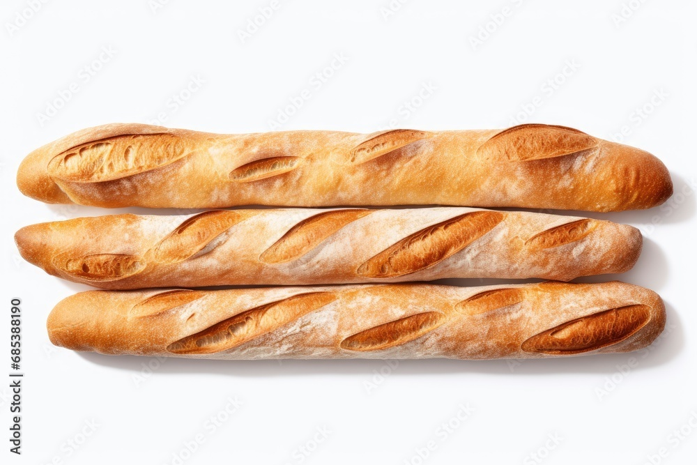 Three Loaves of Bread on a White Background