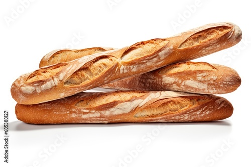 A Pile of Bread Loaves on a White Background