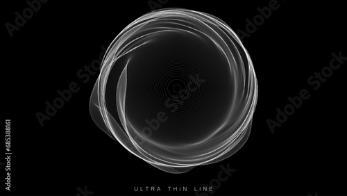 Distorted line spheres. Vector thin line glitch geometry.