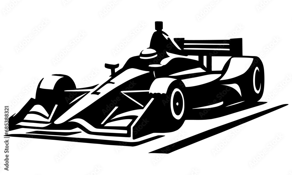Indycar racing motorsport car vector illustrated silhouette shadows