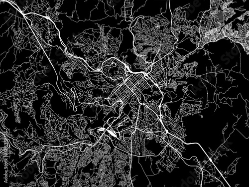 Vector road map of the city of Pietermaritzburg in South Africa with white roads on a black background. photo