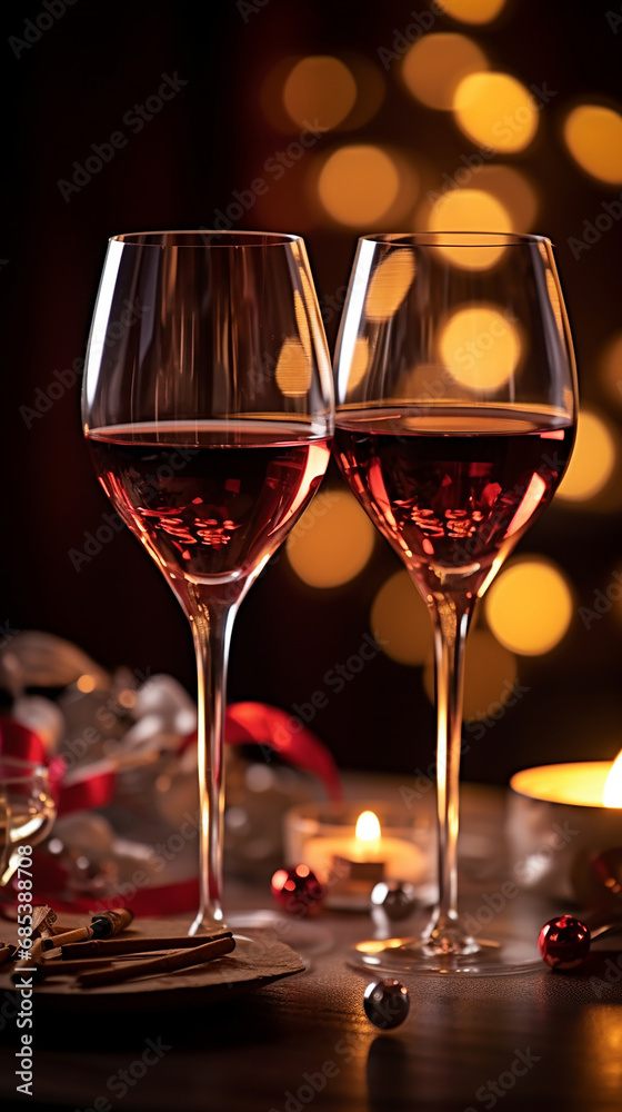 Toast with Elegance: Wine Glasses Against Luminous Bokeh Toast with Elegance: Wine Glasses Against Luminous Bokeh