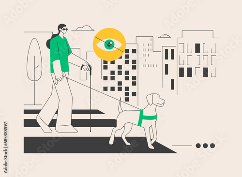 Blindness and vision loss abstract concept vector illustration.