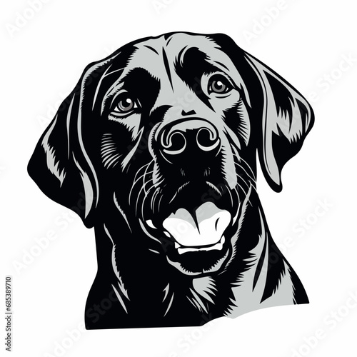 Labrador Retriever Head in cartoon  doodle style. Isolated 2d vector illustration in logo  icon style  Eps 10  black and white. AI Generative