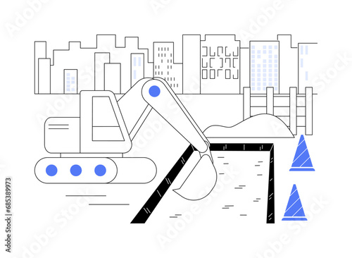 Site excavation abstract concept vector illustration.