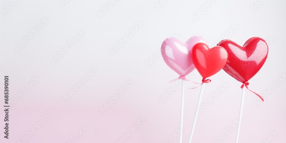 Background with heart-shaped balloons. Valentine's Day, Birthday, Happy Woman Day, Mother's Day. Holiday poster and banner