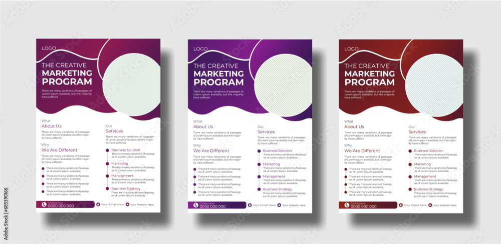 a bundle of 4 templates of different colors a4 flyer template, modern business flyer template, abstract business flyer and creative design, IT company