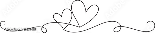  Heart lines. Continuous heart line drawing fancy minimalist illustration. Symbol of love one line abstract minimalist outline drawing © The Little Foot