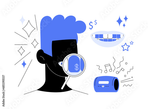 Grillz teeth abstract concept vector illustration.
