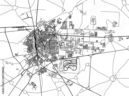 Vector road map of the city of Bathinda in the Republic of India with black roads on a white background. photo