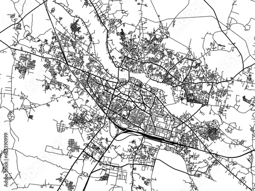Vector road map of the city of Bilaspur in the Republic of India with black roads on a white background. photo