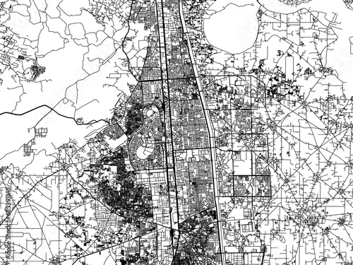 Vector road map of the city of Faridabad in the Republic of India with black roads on a white background. photo