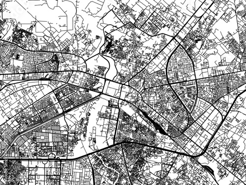 Vector road map of the city of Ghaziabad in the Republic of India with black roads on a white background. photo