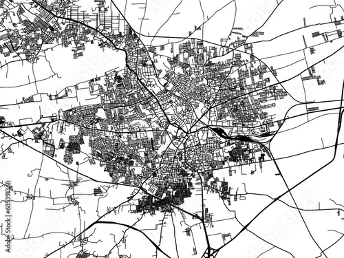 Vector road map of the city of Hubli in the Republic of India with black roads on a white background. photo