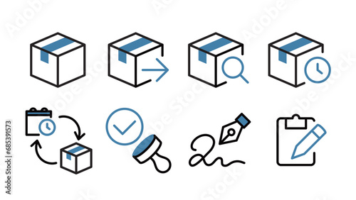 Package Delivery, Receiving Icon Set Line Width Variable