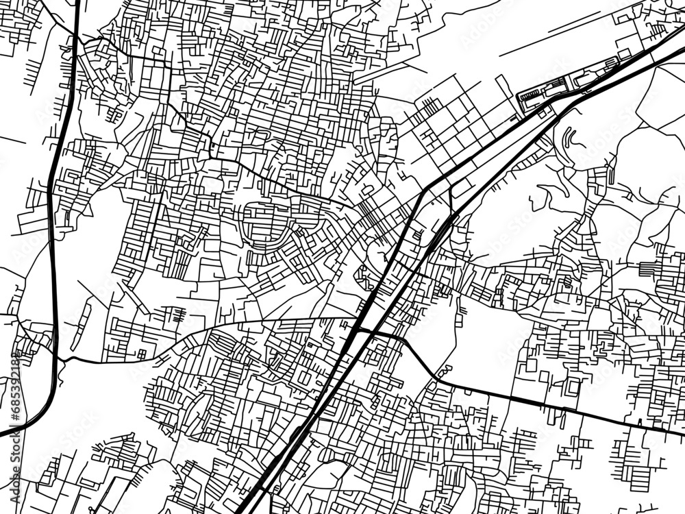 Obraz premium Vector road map of the city of Pallavaram in the Republic of India with black roads on a white background.