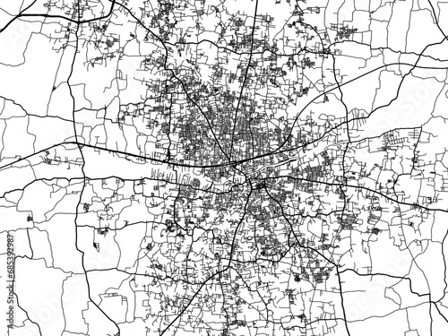 Vector road map of the city of Tiruppur in the Republic of India with black roads on a white background. photo