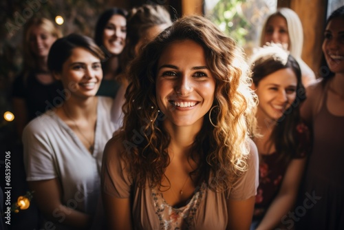 Joyful Reunion: Smiling Women Celebrating Friendship and Happiness 