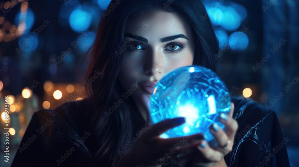 Fototapeta premium Young fortune teller with her magic ball