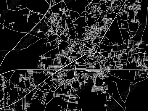 Vector road map of the city of Guna in the Republic of India with white roads on a black background. photo