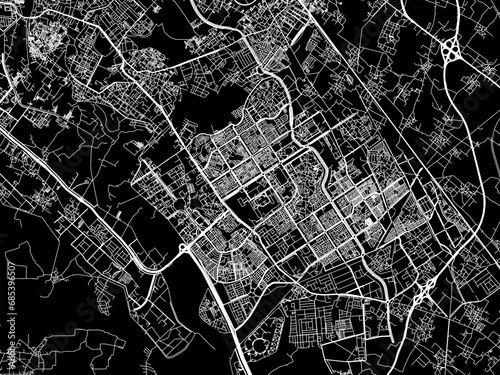 Vector road map of the city of Greater Noida in the Republic of India with white roads on a black background. photo